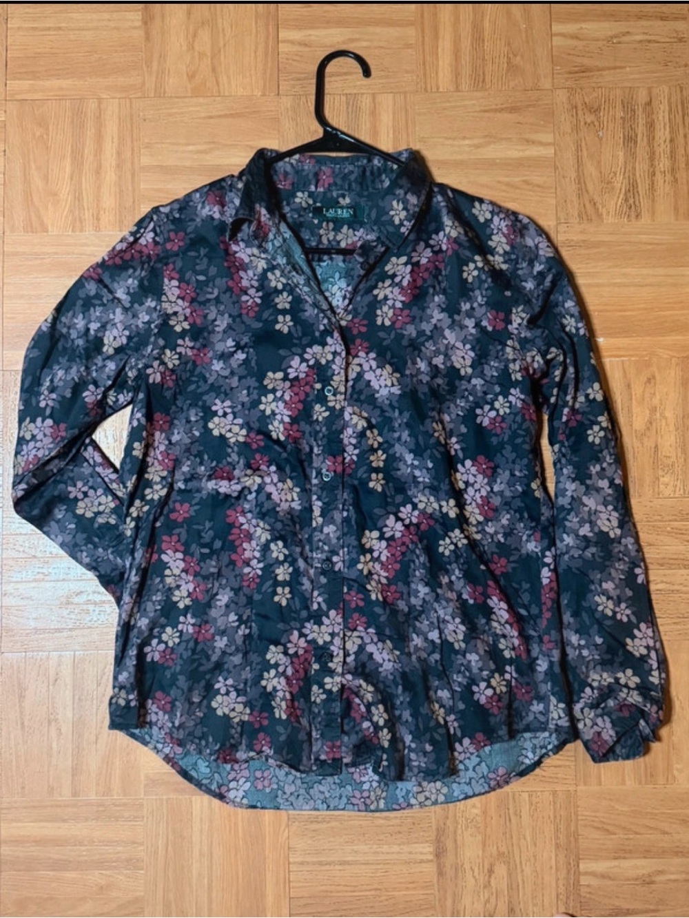 Ralph Lauren Navy Floral Button-Down Blouse